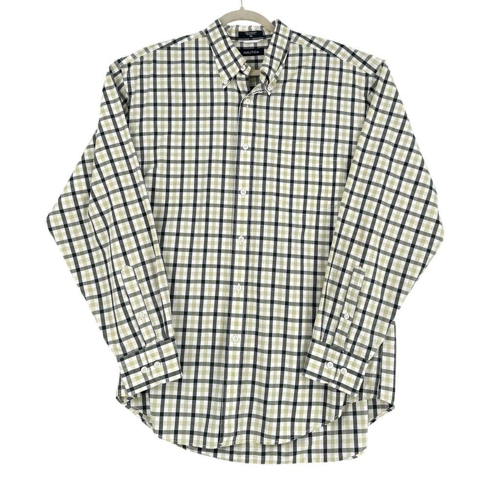 Nautica Mens XL Classic‎ Fit Button Down Long Sleeve Plaid Shirt